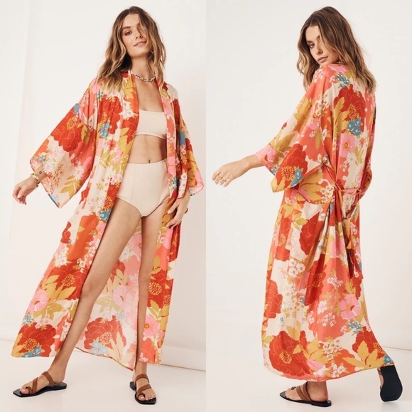 Nwt Spell & The Gypsy Tyler Maxi Robe Chili Red Size S/M - Picture 4 of 14